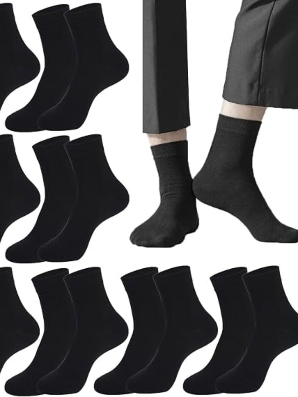 8 Pairs Crew Athletic Socks for Men Moisture Wicking Cushi
